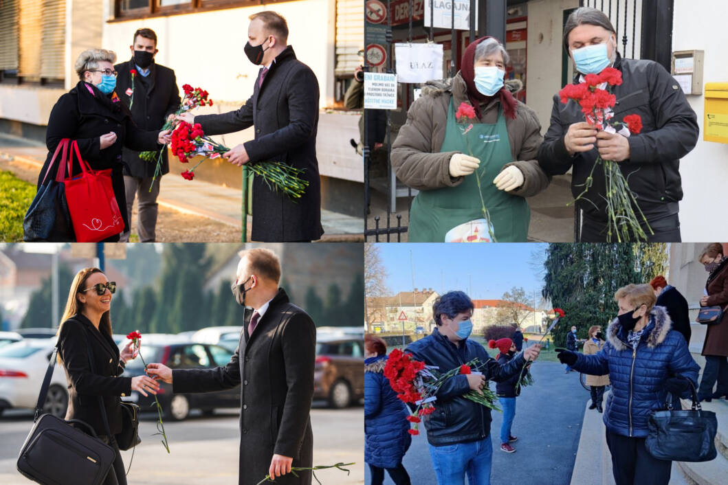 Koprivničko-križevački SDP-ovci dijele karanfile ženama