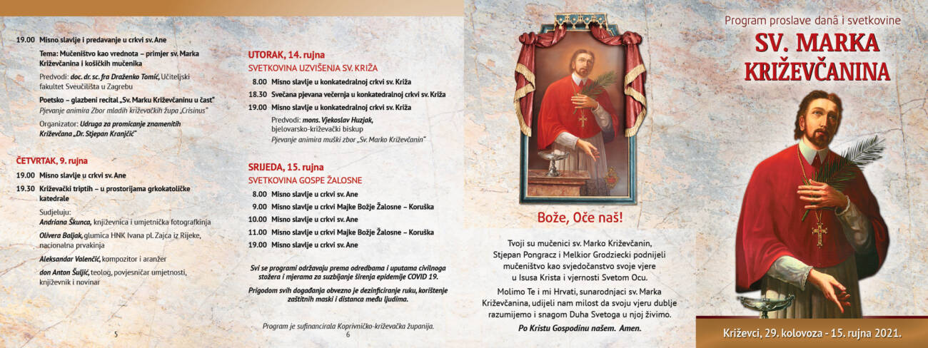 Program proslave svetkovine svetog Marka Križevčanina