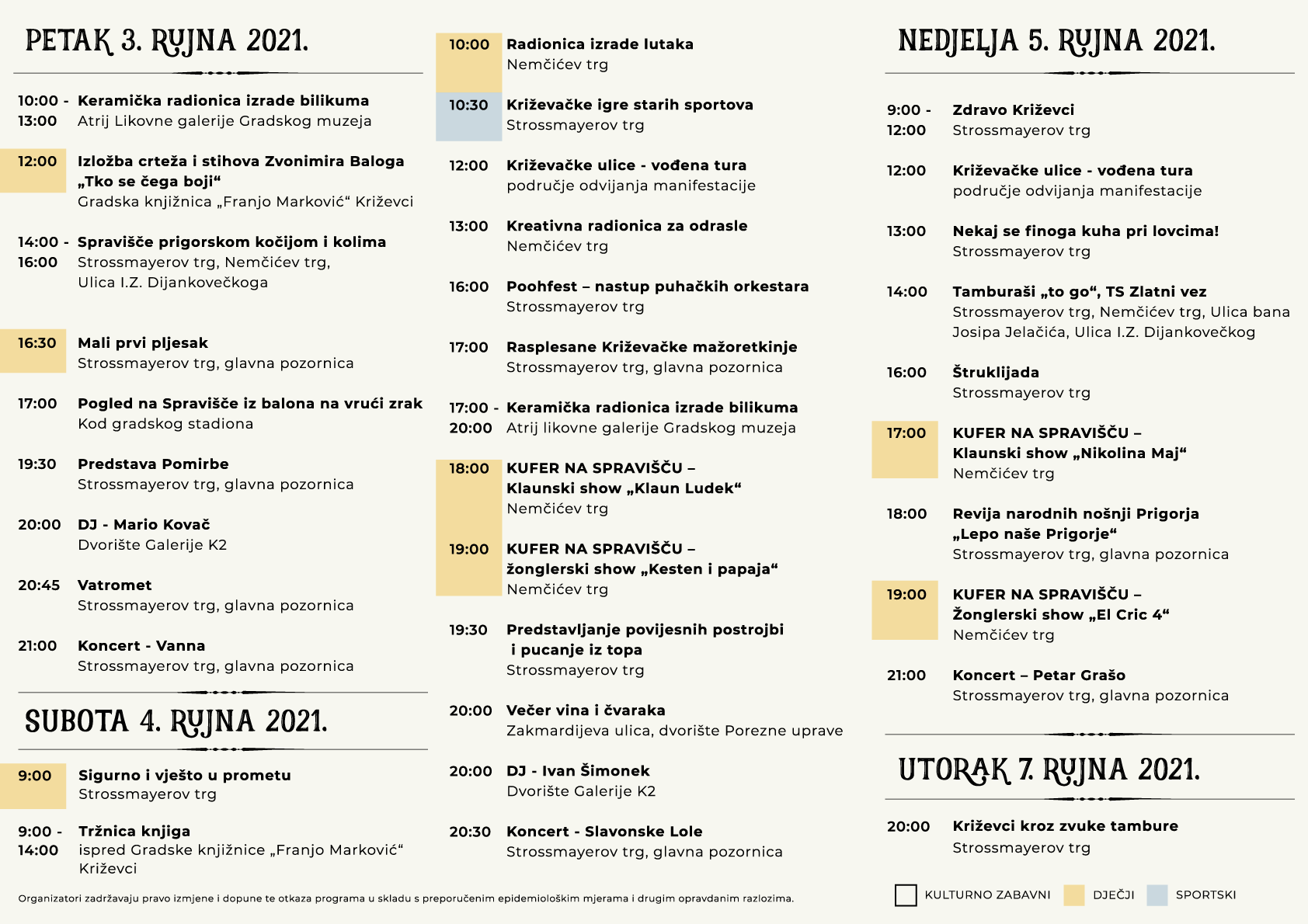 Program križevačko spravišče 2021.