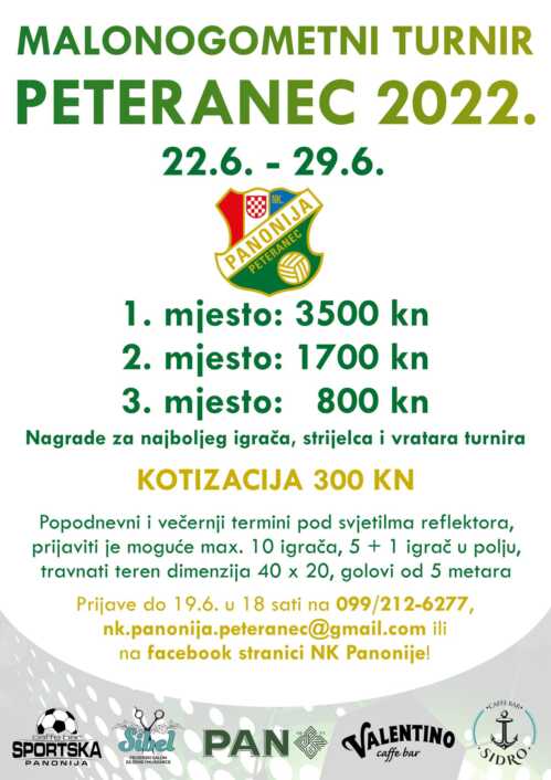 Plakat za malonogometni turnir u Peterancu